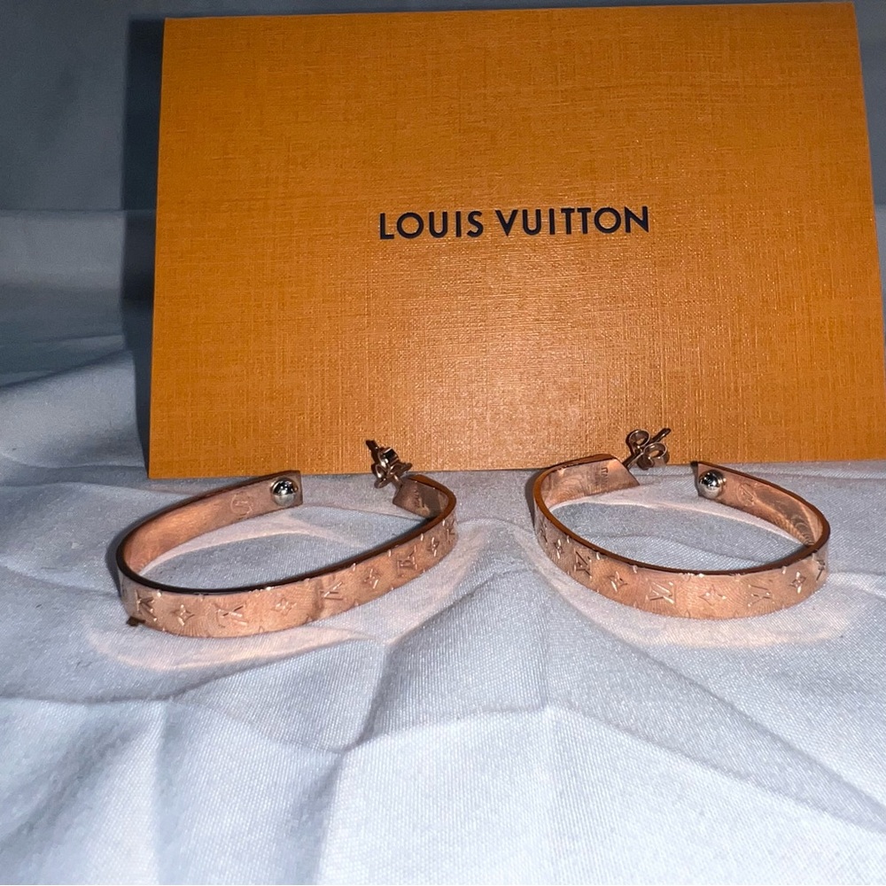 Louis Vuitton Rose Gold Hoop Earrings. CREO.NANOGRAM